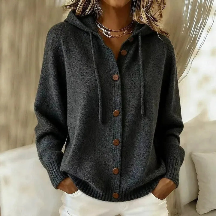 Emanora - Kuscheliger Kapuzen-Cardigan mit Knopfleiste