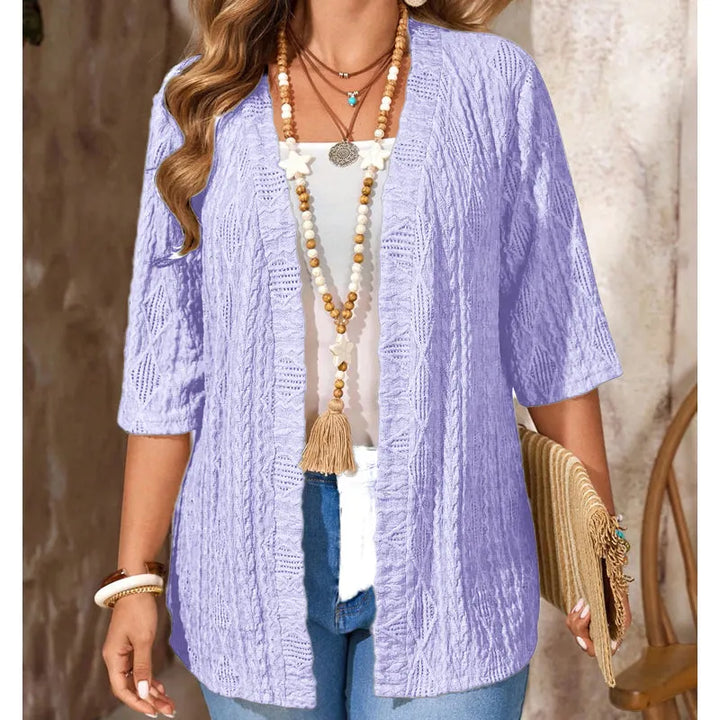 Delienne - Softtouch-Cardigan mit Ajourmuster