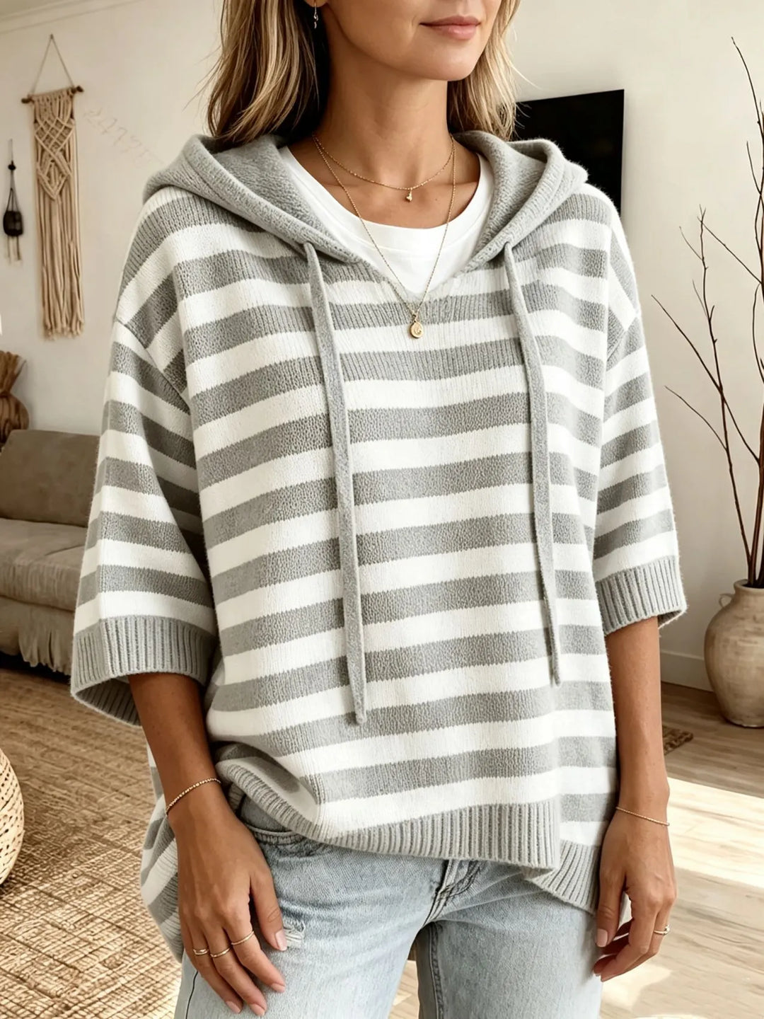 Leontine - gestreifter Strickhoodie
