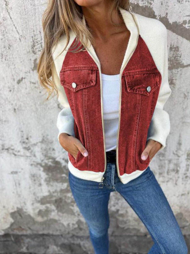 Alinique - Weiche Strickdenim-Bomberjacke