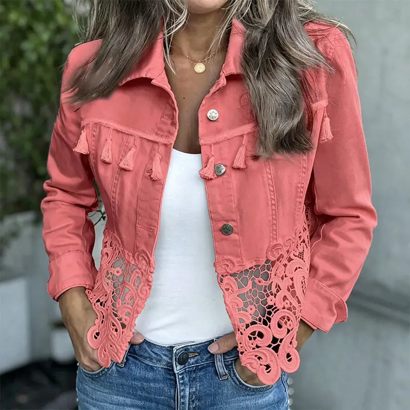 Anselia - Jacke mit Spitzenbesatz und Knöpfen