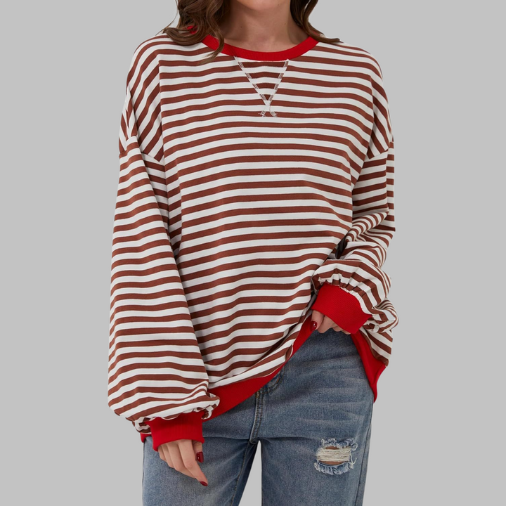 Adelia - Gestreiftes Langarm-Sweatshirt mit Soft-Touch-Finish