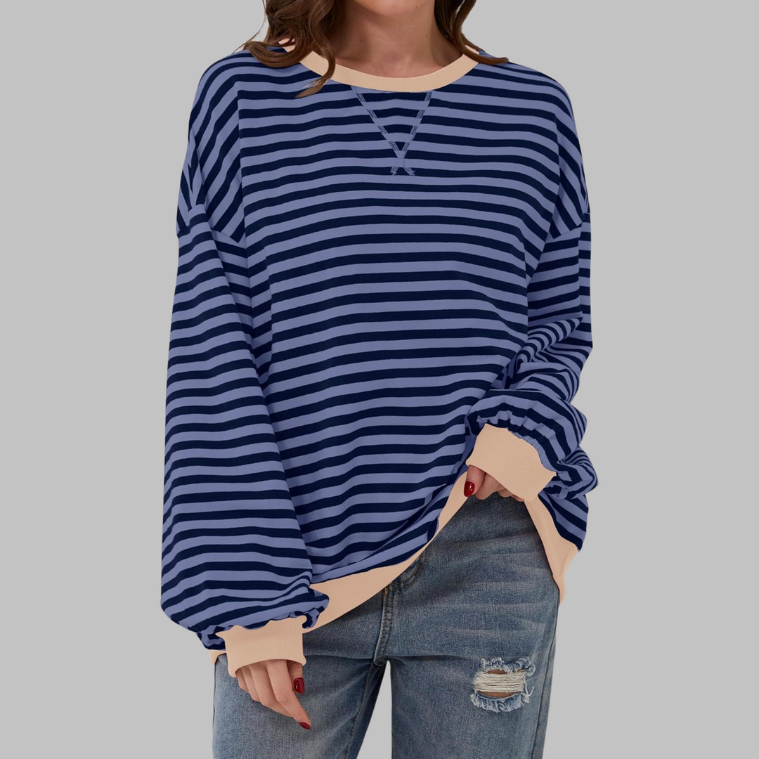Adelia - Gestreiftes Langarm-Sweatshirt mit Soft-Touch-Finish