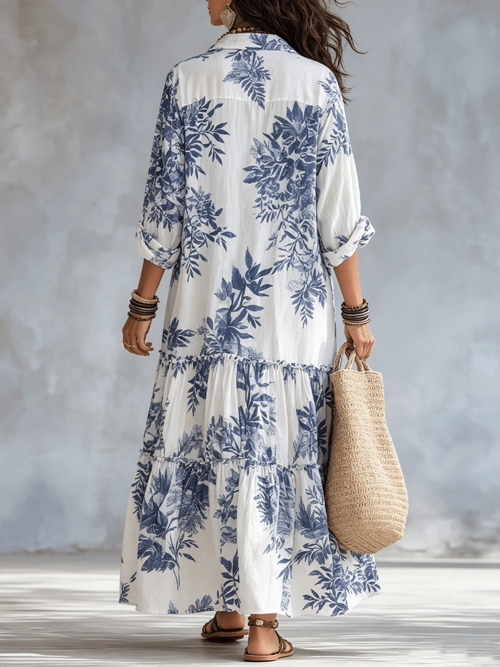 Thealise - Leichtes, florales Maxikleid mit Knopfleiste