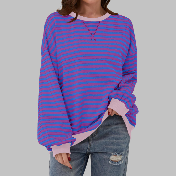Adelia - Gestreiftes Langarm-Sweatshirt mit Soft-Touch-Finish