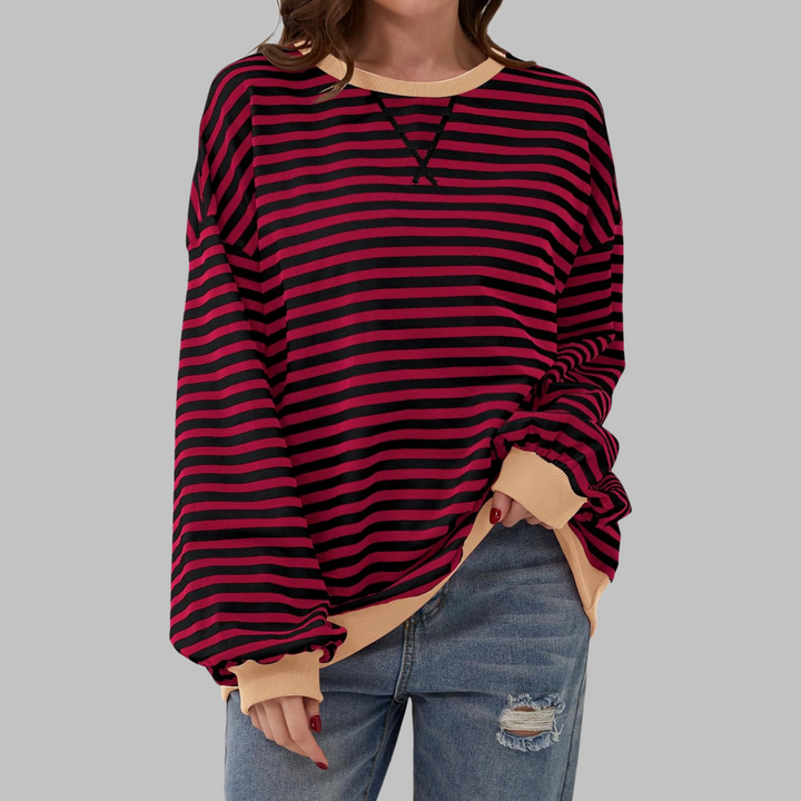 Adelia - Gestreiftes Langarm-Sweatshirt mit Soft-Touch-Finish