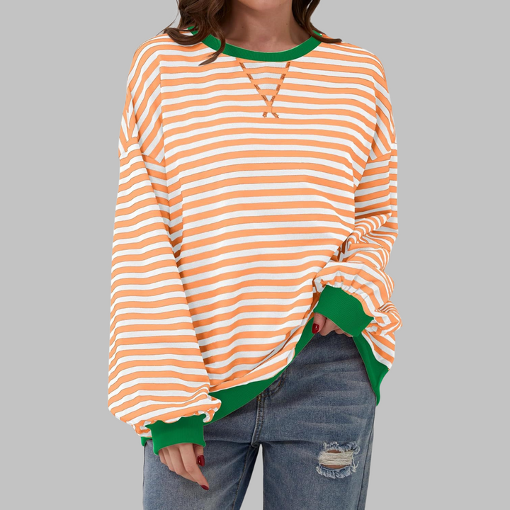 Adelia - Gestreiftes Langarm-Sweatshirt mit Soft-Touch-Finish