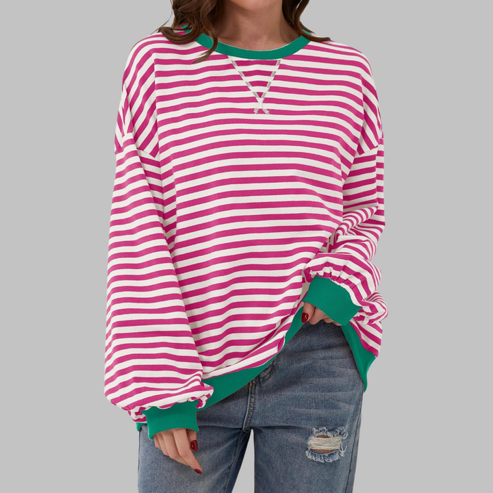 Adelia - Gestreiftes Langarm-Sweatshirt mit Soft-Touch-Finish