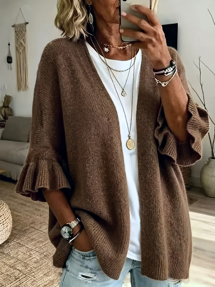 Acelynn - Soft-Touch-Strickjacke mit Rüschenärmeln