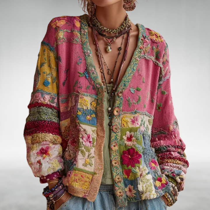 Celestara - Extraweicher Patchwork-Cardigan