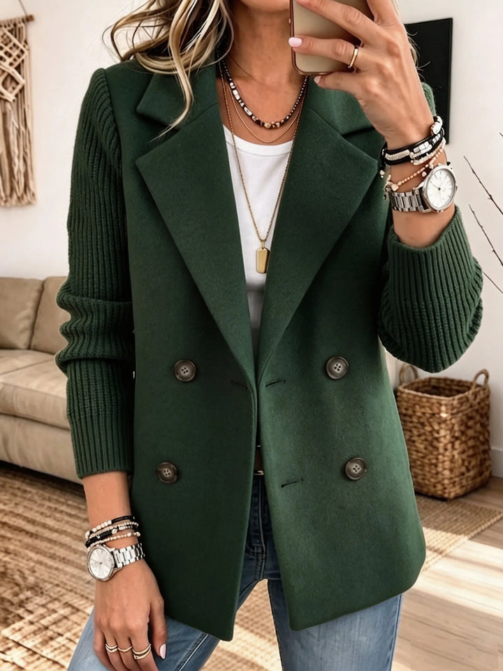 Adalene - Zweireihiger Blazer mit Strickärmeln