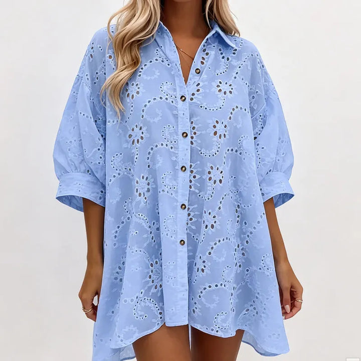 Amarielle - Luftiges besticktes Kleid mit durchgehender Knopfleiste