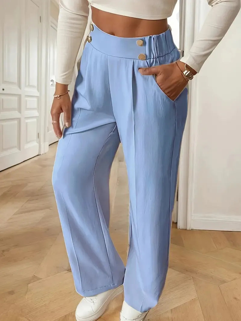 Ashlena - hochtaillierte, weit geschnittene Hose mit Soft-Touch