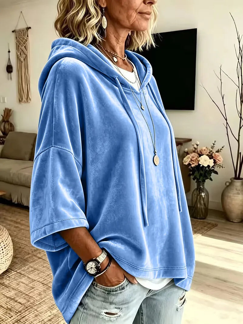 Fayelisse - Lässiger Samt-Lounge-Hoodie