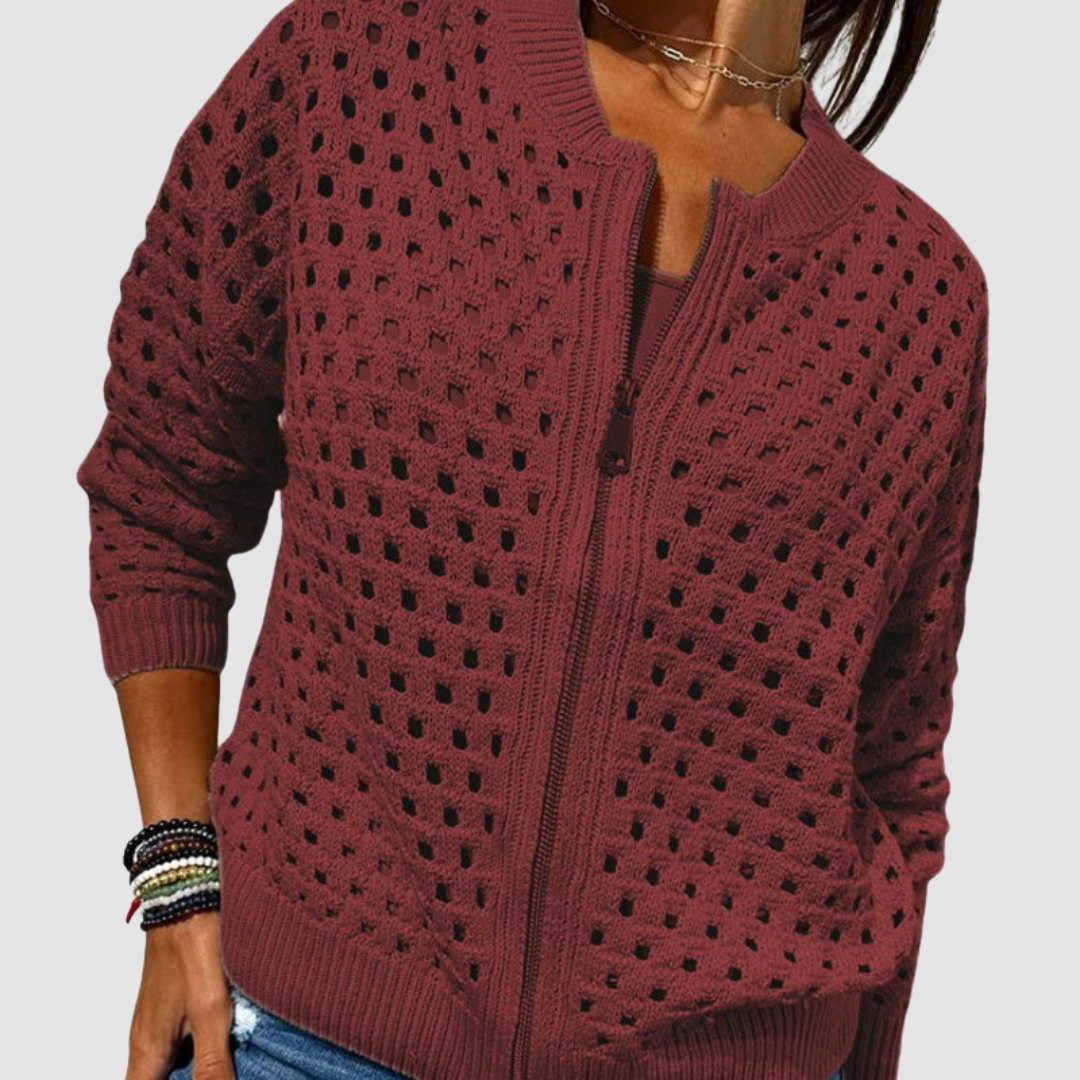 Kaelina - Weicher Cardigan mit Reißverschluss