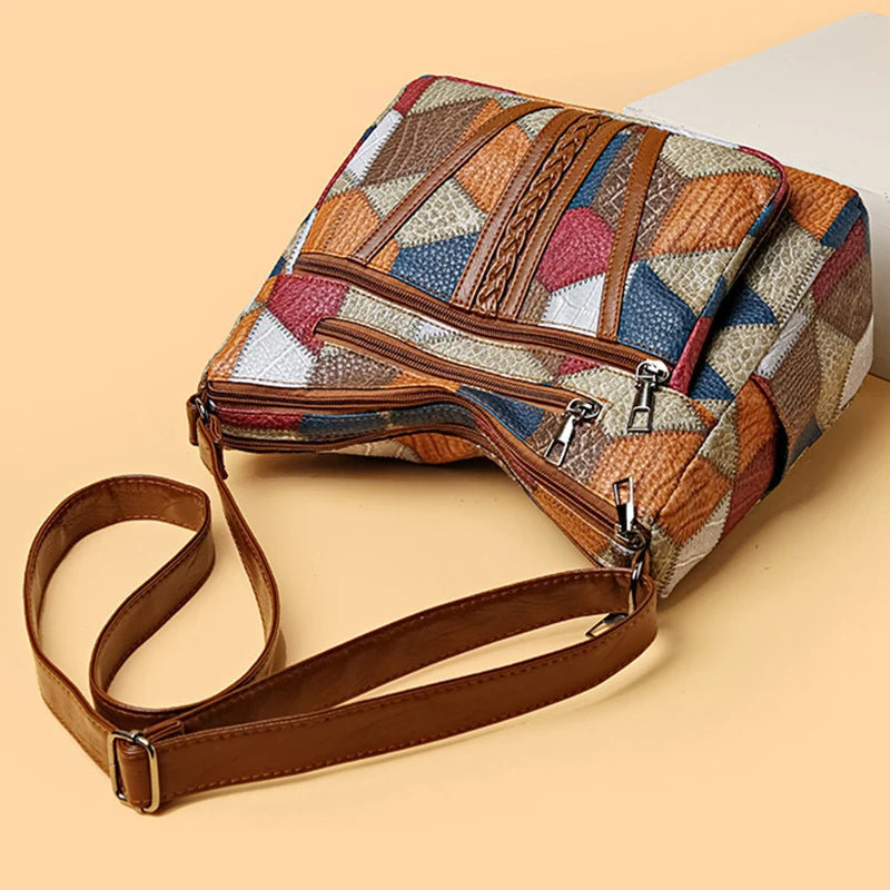 Lauranique - Softtouch-Patchwork-Umhängetasche