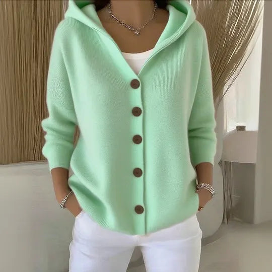 Carlotte - Kuscheliger Strick-Cardigan mit Kapuze