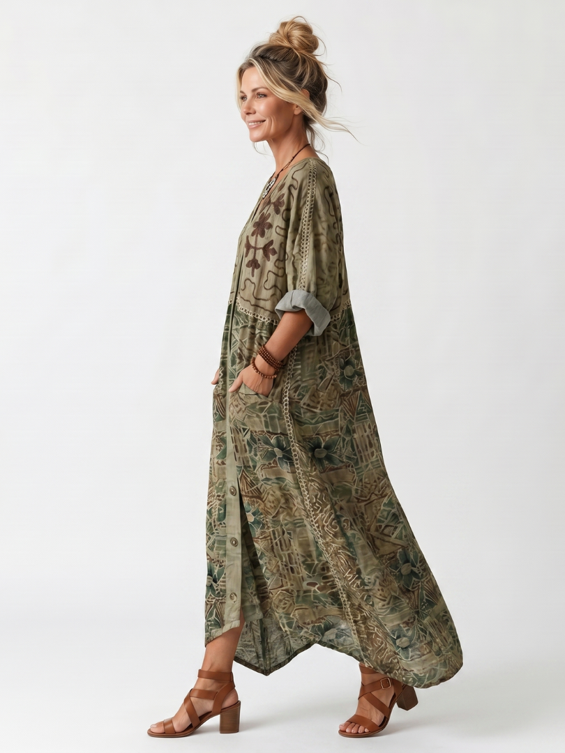 Roselisse - Leichtes Midikleid mit Knopfleiste vorn
