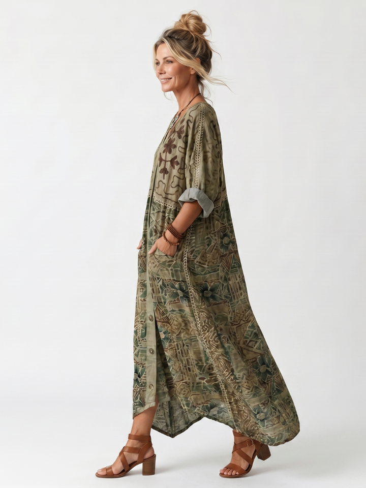 Roselisse - Leichtes Midikleid mit Knopfleiste vorn