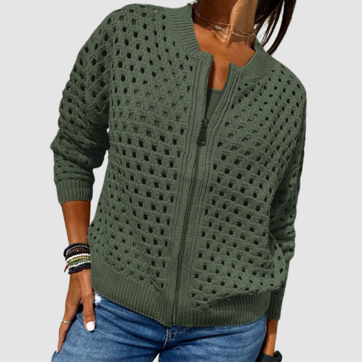 Kaelina - Weicher Cardigan mit Reißverschluss