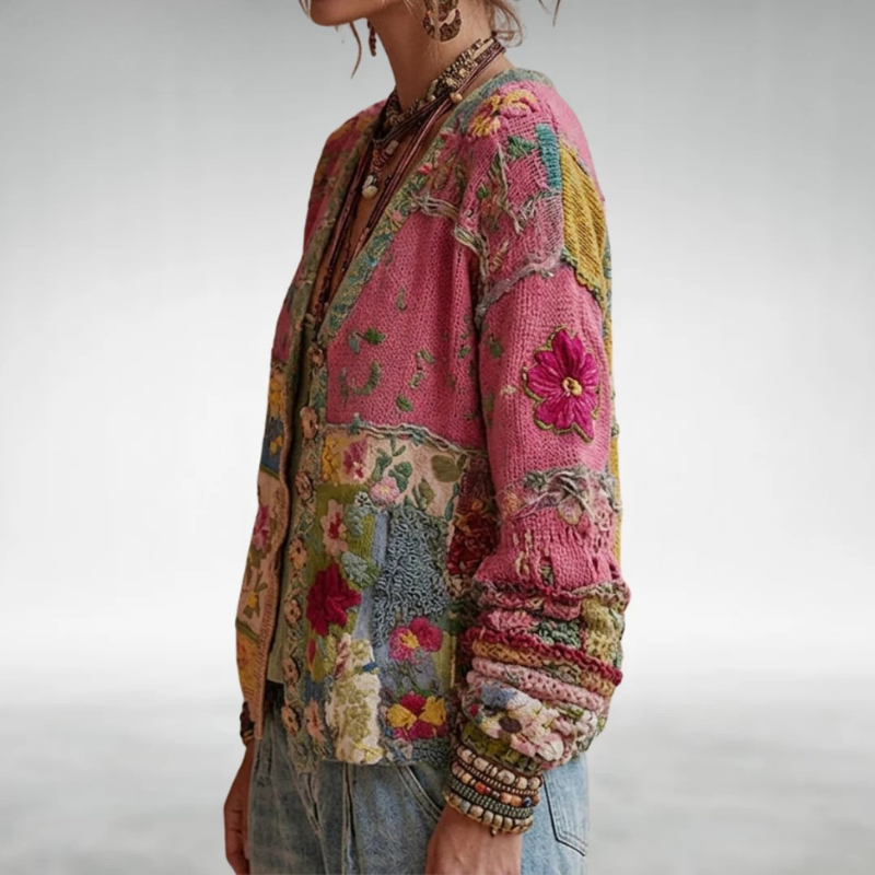 Celestara - Extraweicher Patchwork-Cardigan