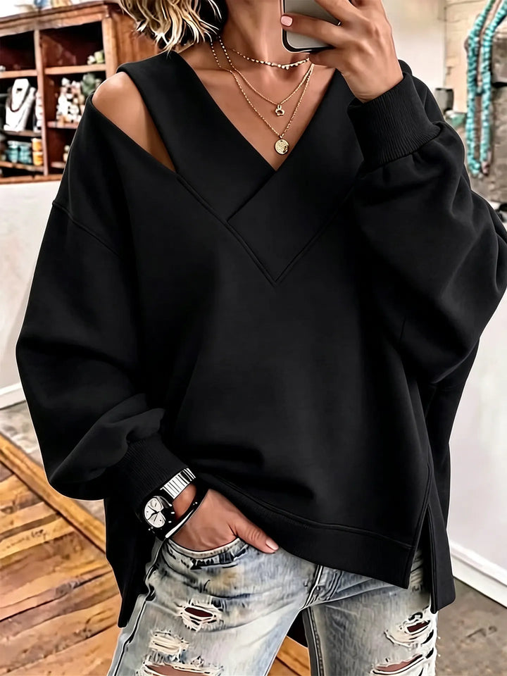 Aurelia - Sweatshirt mit Cut-out-Detail und V-Ausschnitt