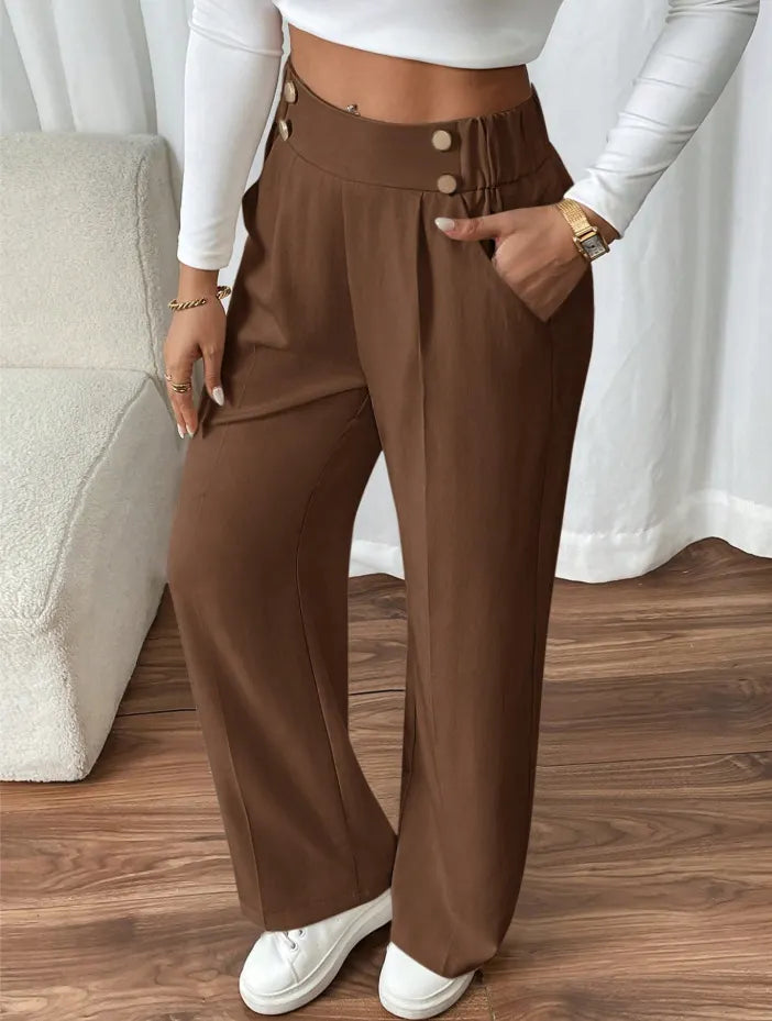 Ashlena - hochtaillierte, weit geschnittene Hose mit Soft-Touch