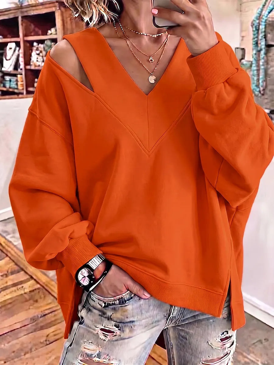 Aurelia - Sweatshirt mit Cut-out-Detail und V-Ausschnitt