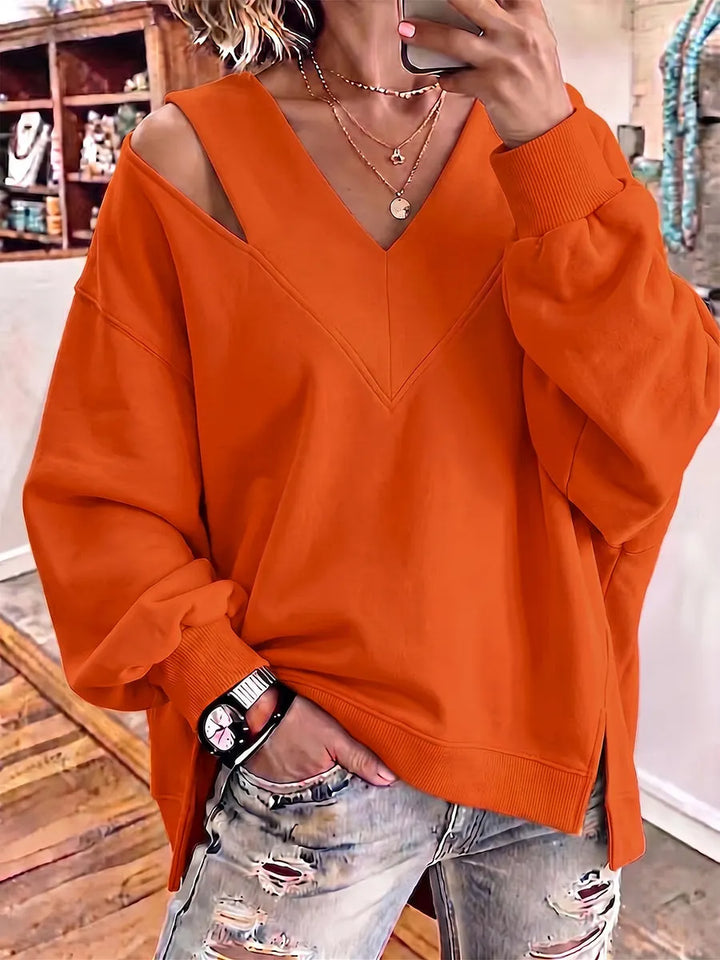 Aurelia - Sweatshirt mit Cut-out-Detail und V-Ausschnitt