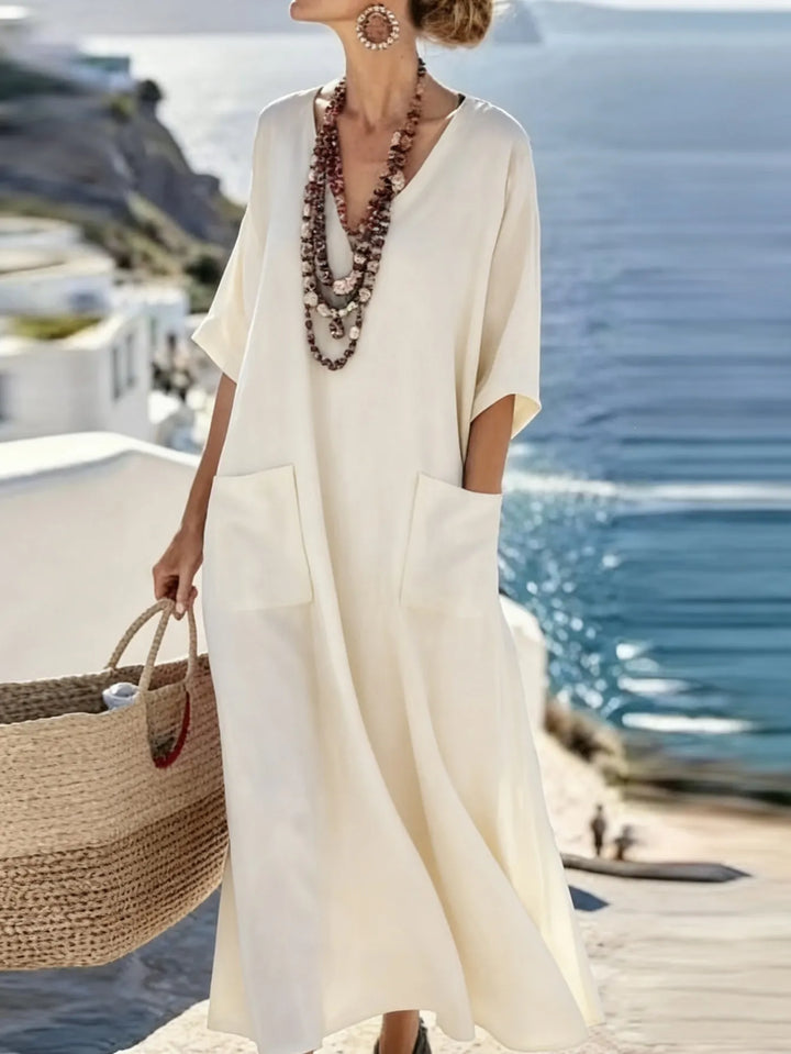 Serenelle - Maxikleid mit V-Ausschnitt und Soft-Touch-Print