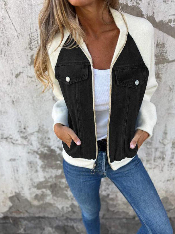 Alinique - Weiche Strickdenim-Bomberjacke
