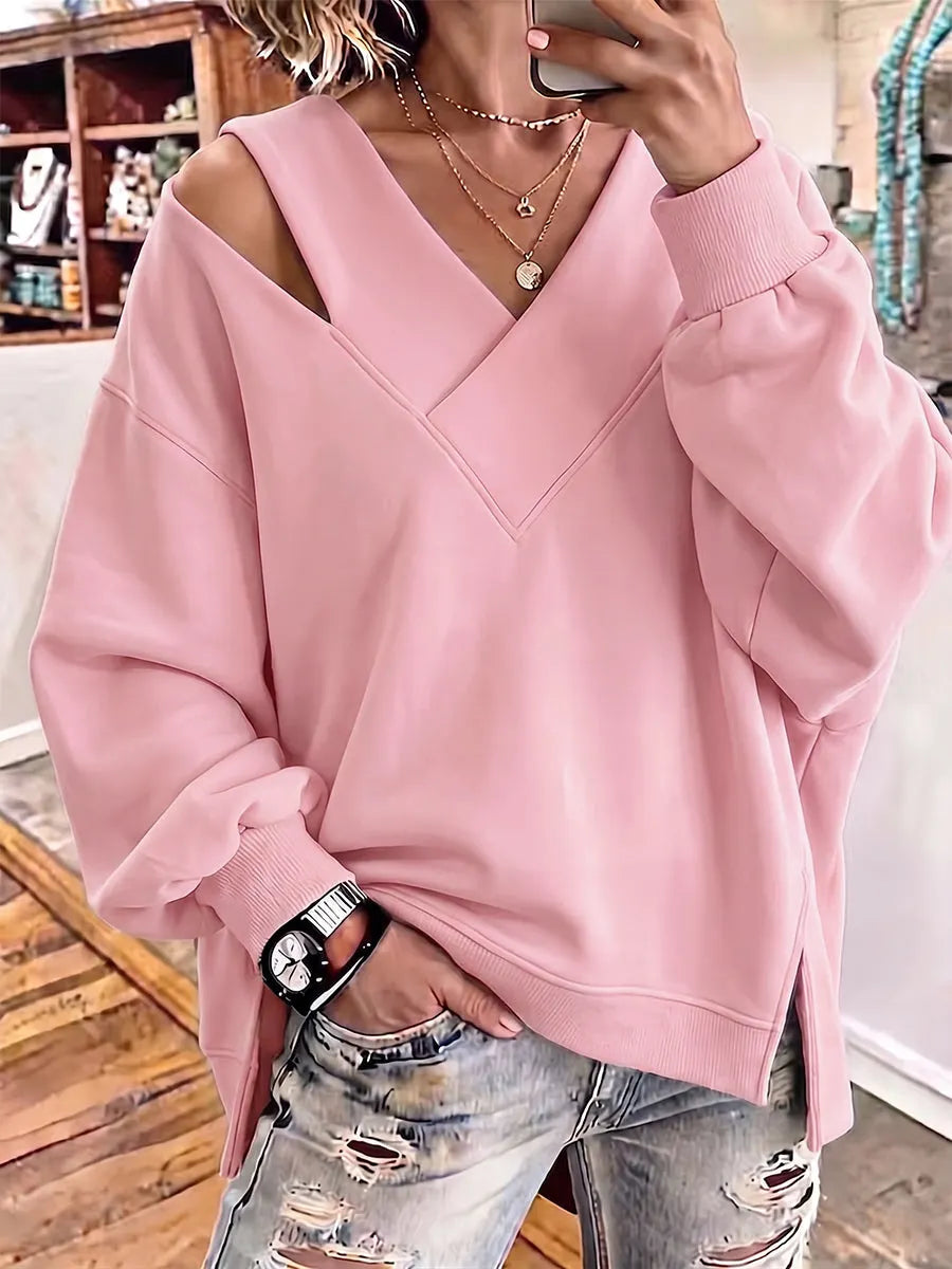 Aurelia - Sweatshirt mit Cut-out-Detail und V-Ausschnitt