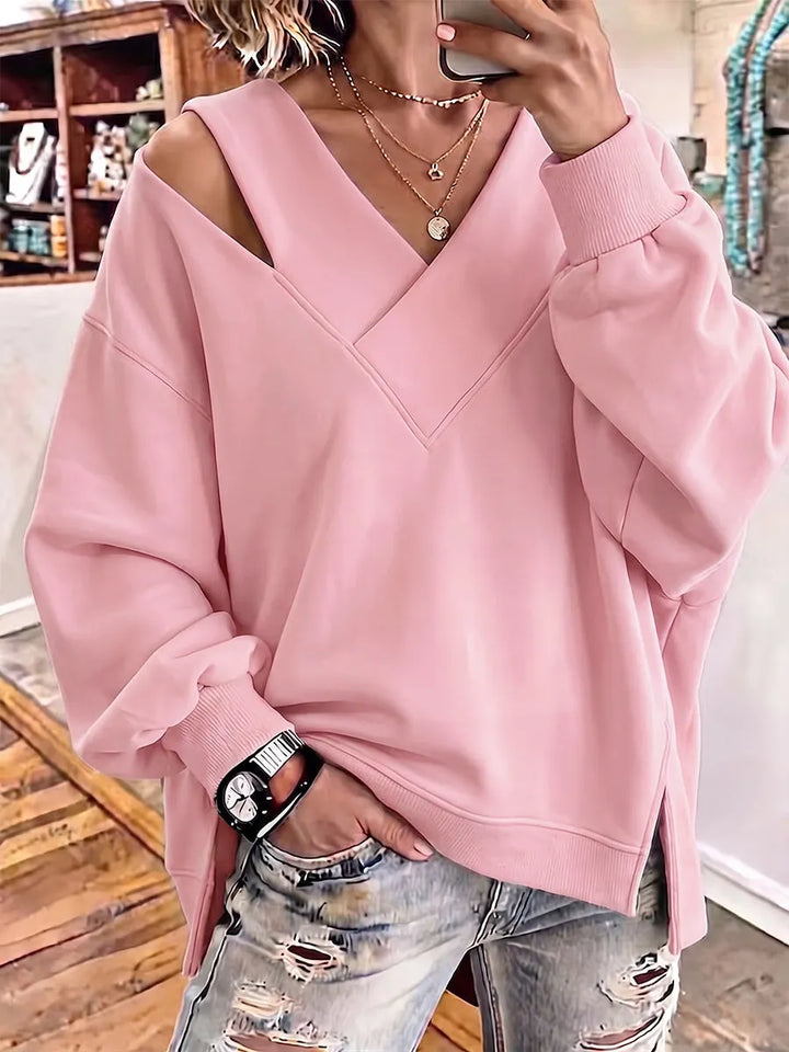 Aurelia - Sweatshirt mit Cut-out-Detail und V-Ausschnitt