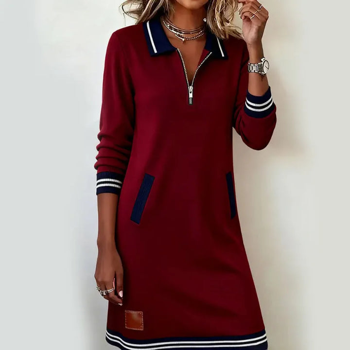 Caelyn - Soft-Touch-Polo-Kleid mit Viertelreißverschluss