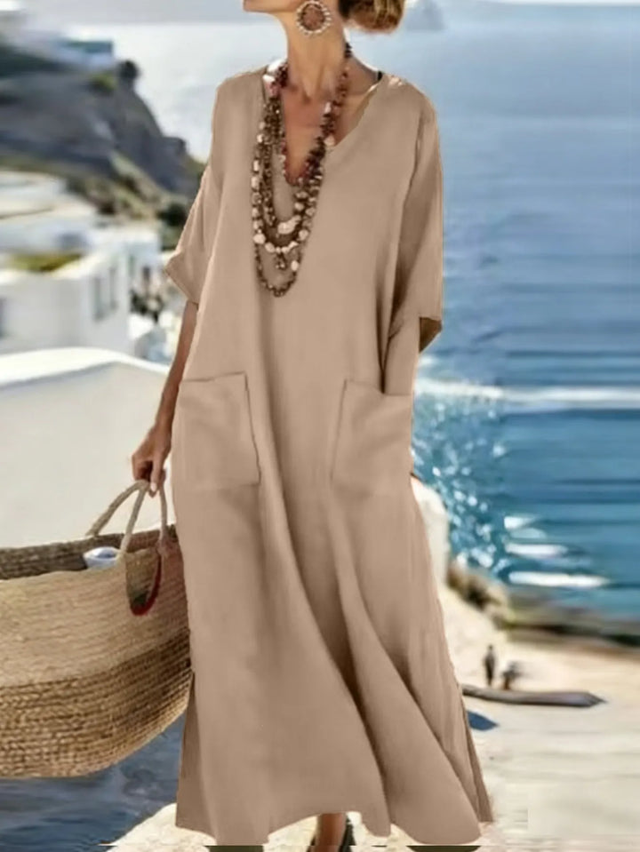 Serenelle - Maxikleid mit V-Ausschnitt und Soft-Touch-Print