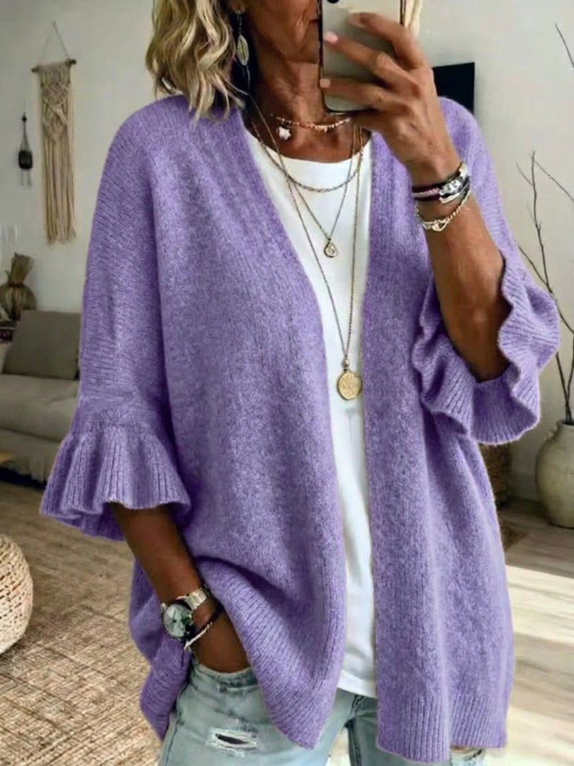 Acelynn - Soft-Touch-Strickjacke mit Rüschenärmeln