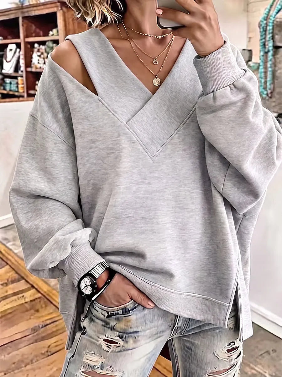 Aurelia - Sweatshirt mit Cut-out-Detail und V-Ausschnitt