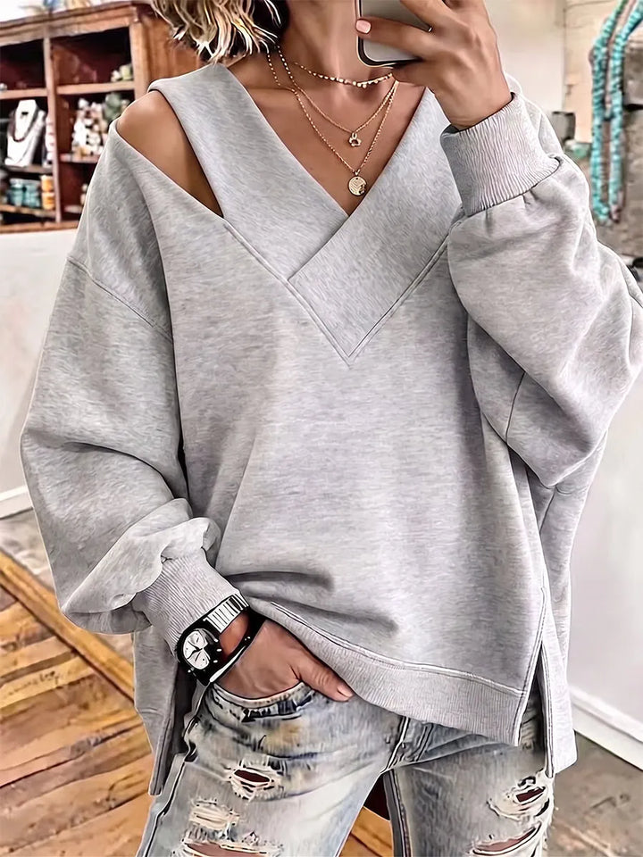 Aurelia - Sweatshirt mit Cut-out-Detail und V-Ausschnitt