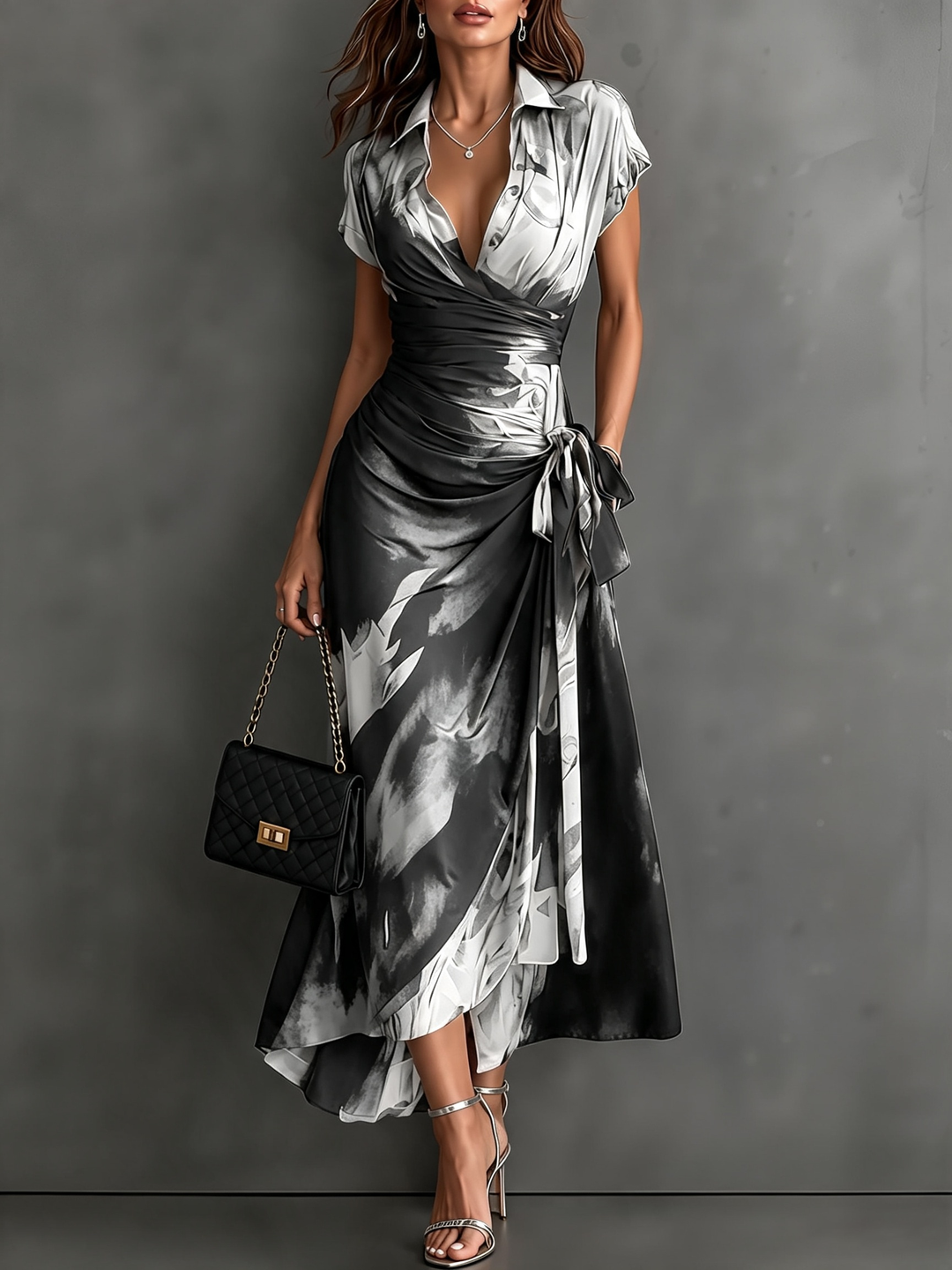 Kaia - Weiches Wickel-Hemdblusenkleid