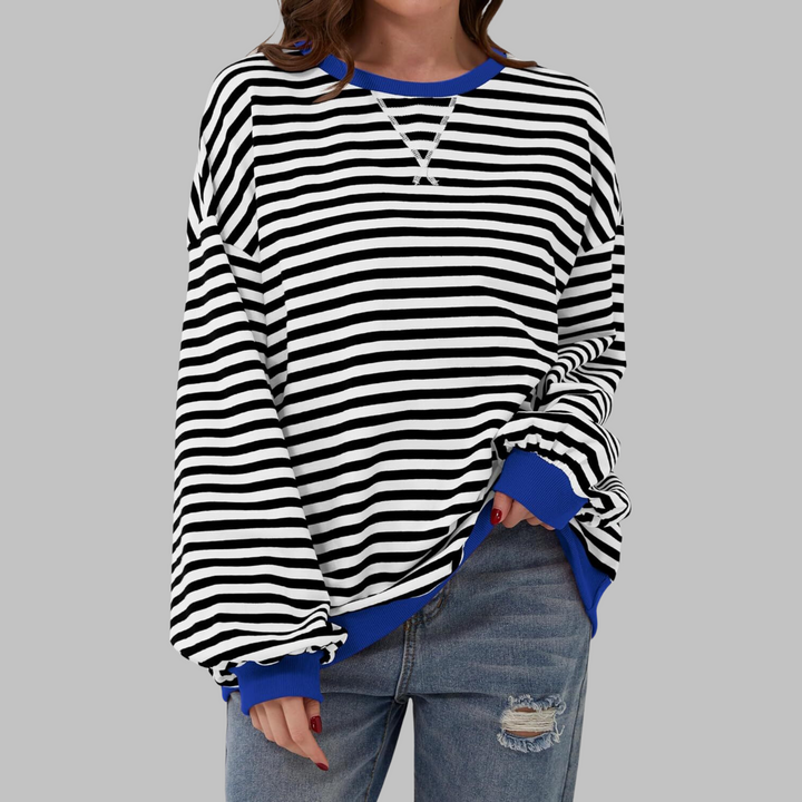 Adelia - Gestreiftes Langarm-Sweatshirt mit Soft-Touch-Finish