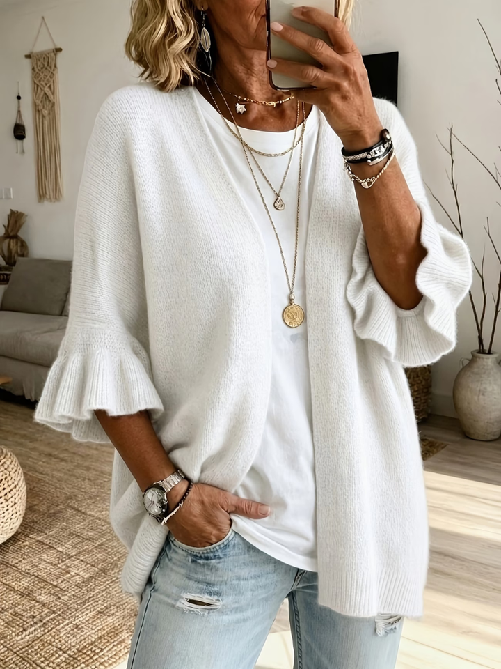 Acelynn - Soft-Touch-Strickjacke mit Rüschenärmeln