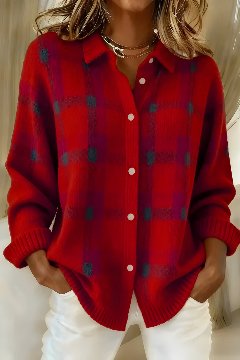 Ashara - Weicher Cardigan mit Karomuster