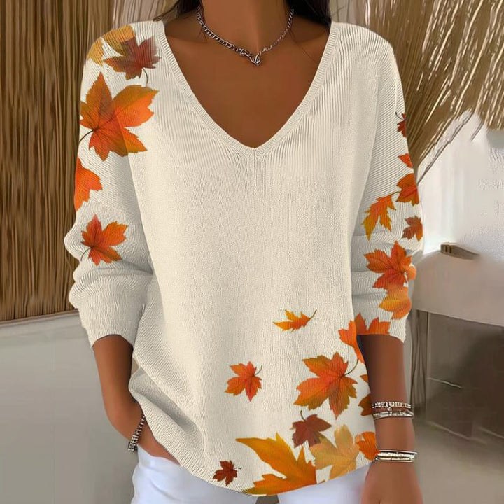 Carivella - Locker geschnittener Strickpullover mit Ahornblatt