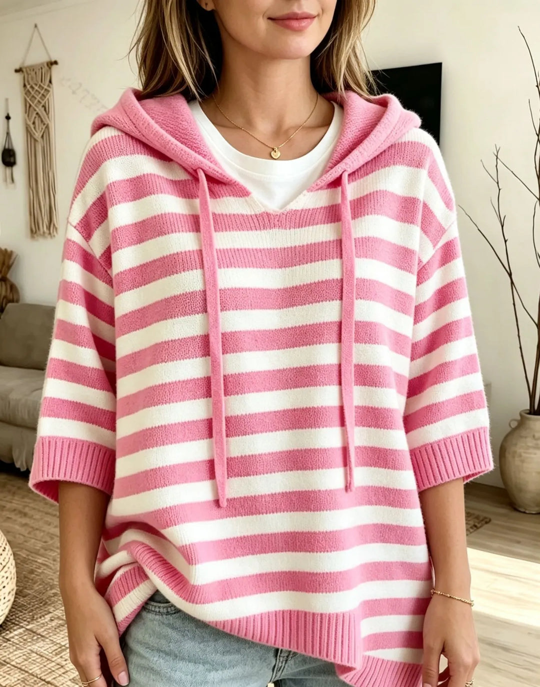 Leontine - gestreifter Strickhoodie