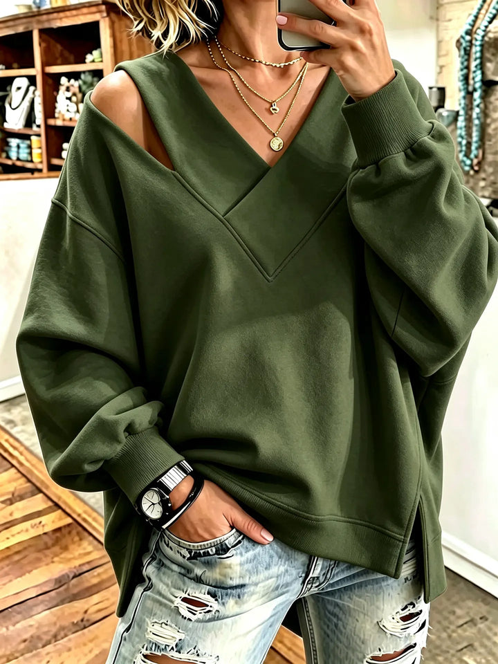 Aurelia - Sweatshirt mit Cut-out-Detail und V-Ausschnitt