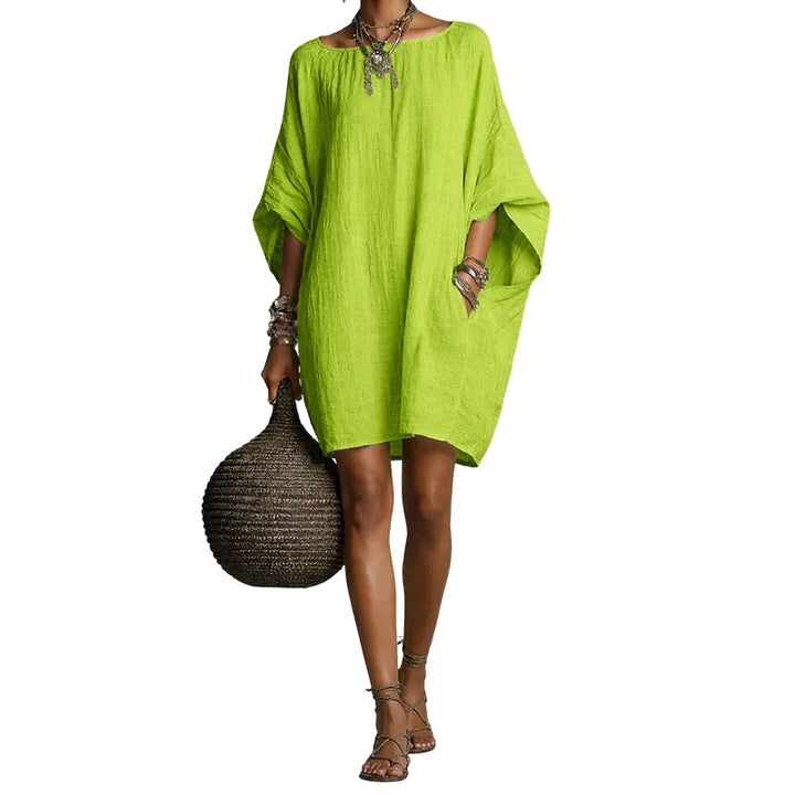 Sabina - Schulterfreies Soft-Touch-Midikleid