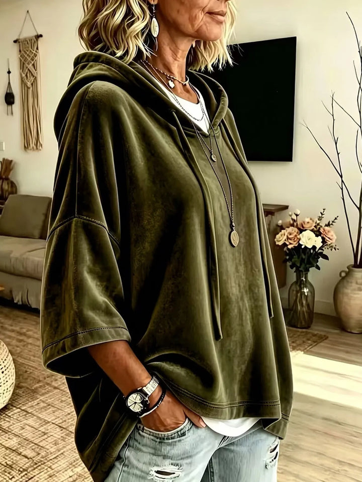 Fayelisse - Lässiger Samt-Lounge-Hoodie