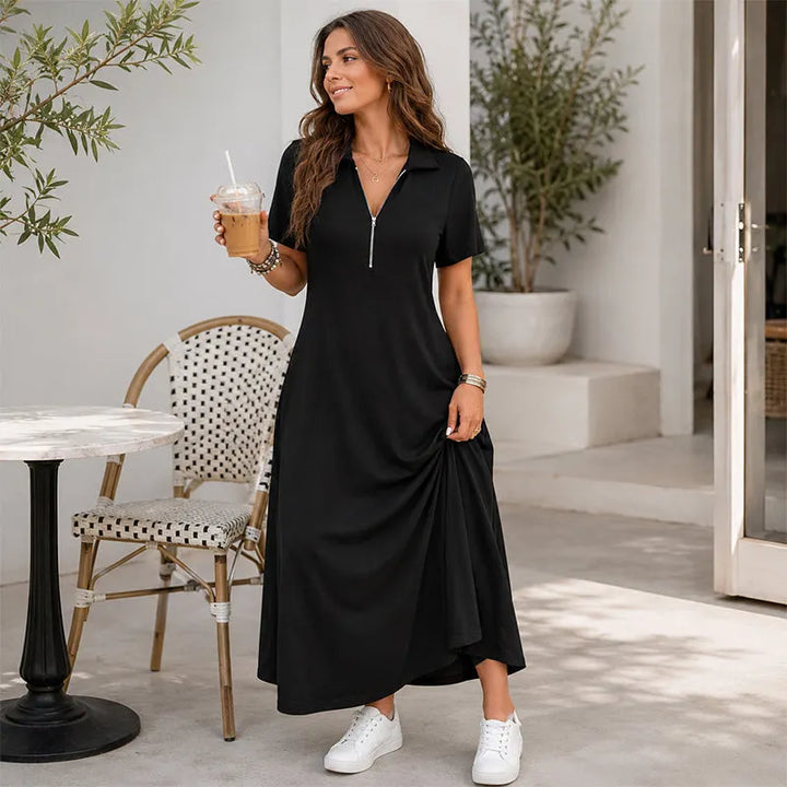 Primelle - Softtouch-Maxikleid mit Reißverschluss am Ausschnitt