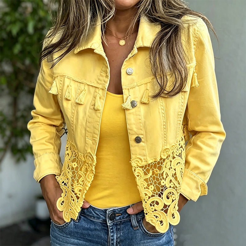 Anselia - Jacke mit Spitzenbesatz und Knöpfen