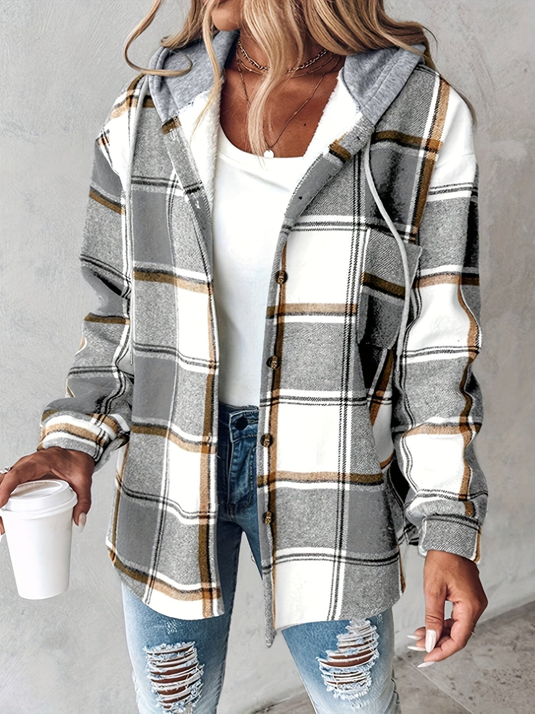 Genevessa - Weiche Hemdjacke mit Kapuze